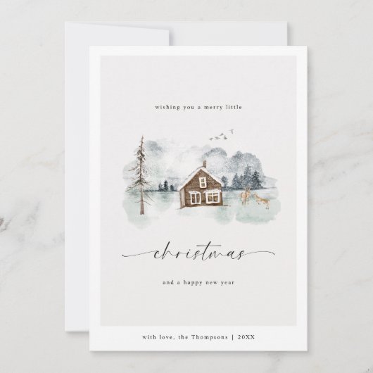 Vrolijk Kerstfeest Kalm Winterlandschap Feestdagenkaart (Voorkant)