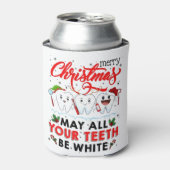 Vrolijk kerstfeest kan al je tanden wit zijn blikjeskoeler (Blikje Voorkant)