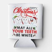 Vrolijk kerstfeest kan al je tanden wit zijn blikjeskoeler (Voorkant)