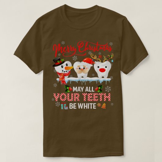 Vrolijk kerstfeest kan al je witte tand zijn. t-shirt (Design voorkant)