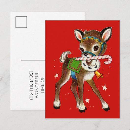 Vrolijk kerstfeest | Kandijriet voor rendieren Briefkaart (Voorkant / Achterkant)