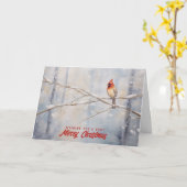 Vrolijk Kerstfeest Kardinaal Kerst Kaart (Gele Bloem)