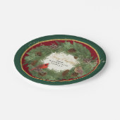 Vrolijk kerstfeest Kardinalen Pine Cone Krans Papieren Bordje (Gekanteld)