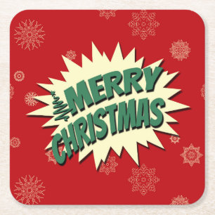 Vrolijk kerstfeest kartonnen onderzetters