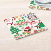 Vrolijk kerstfeest kartonnen onderzetters (Schuin)