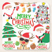 Vrolijk kerstfeest kartonnen onderzetters (Voorkant)