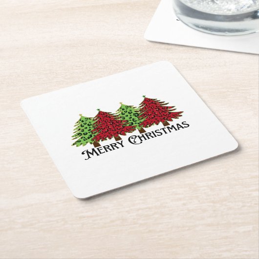 Vrolijk kerstfeest kartonnen onderzetters (Schuin)