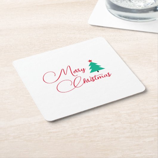 Vrolijk kerstfeest kartonnen onderzetters (Schuin)