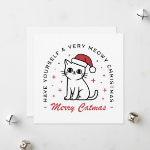 Vrolijk kerstfeest kat esthetiek feestdagenkaart
