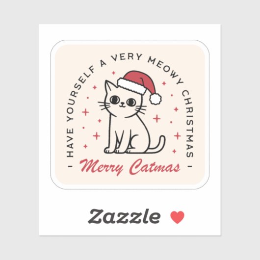 Vrolijk kerstfeest kat esthetiek sticker (Vel)