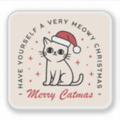 Vrolijk kerstfeest kat esthetiek sticker (Voorkant)