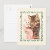 Vrolijk Kerstfeest Kat Kitten Holly  Vakantie Briefkaart (Voorkant / Achterkant)