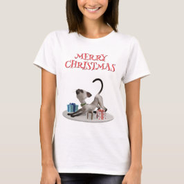 vrolijk kerstfeest. Kat met geschenken T-shirt