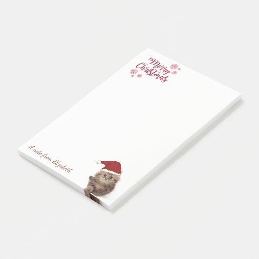 Vrolijk kerstfeest, kat met kerstman op maat post-it® notes (Schuin)
