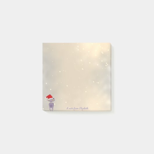 Vrolijk kerstfeest, kat met kerstman, speciaal gep post-it® notes (Voorkant)