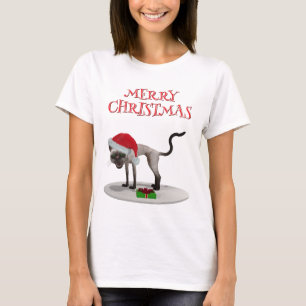 vrolijk kerstfeest. Kat met kerstmuts T-shirt
