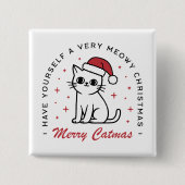 Vrolijk Kerstfeest Kat moeder dame Vierkante Button 5,1 Cm (Voorkant)