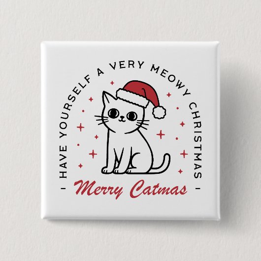 Vrolijk Kerstfeest Kat moeder dame Vierkante Button 5,1 Cm (Voorkant)