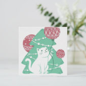 Vrolijk Kerstfeest: Kat & Ornamenten Feestdagenkaart (Staand voorkant)