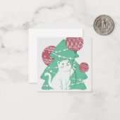 Vrolijk Kerstfeest: Kat & Ornamenten Notitiekaartje (Voorkant / Achterkant in situ)