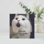 Vrolijk Kerstfeest Kat Pet Foto Feestdagenkaart (Staand voorkant)