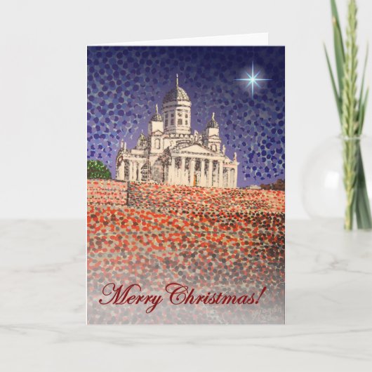 Vrolijk kerstfeest/kathedraal van Helsinki Feestdagen Kaart (Voorkant)