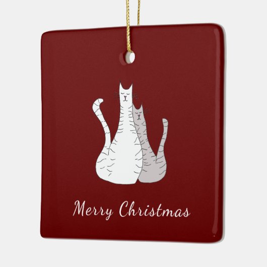 Vrolijk Kerstfeest Katten Feestelijk Rood Keramisch Ornament (Links)