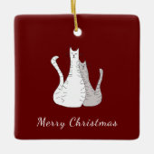 Vrolijk Kerstfeest Katten Feestelijk Rood Keramisch Ornament (Voorkant)