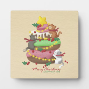 Vrolijk Kerstfeest: Katten & snoepjes Illustratie Fotoplaat