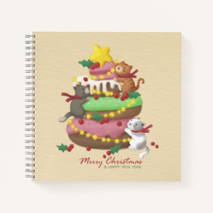 Vrolijk Kerstfeest: Katten & snoepjes Illustratie Notitieboek