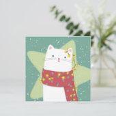 Vrolijk Kerstfeest: Kattenillustratie Bedankkaart (Staand voorkant)