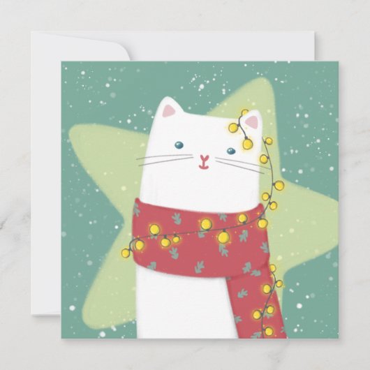 Vrolijk Kerstfeest: Kattenillustratie Bedankkaart (Voorkant)