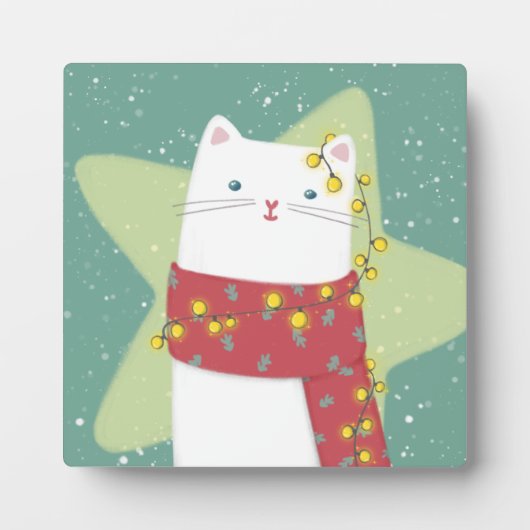Vrolijk Kerstfeest: Kattenillustratie Fotoplaat (Voorkant)