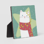 Vrolijk Kerstfeest: Kattenillustratie Fotoplaat (Voorkant)
