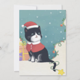 Vrolijk Kerstfeest: Kattenillustratie Kunst Feestdagenkaart