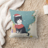 Vrolijk Kerstfeest: Kattenillustratie Kunst Kussen (Deken)