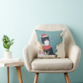 Vrolijk Kerstfeest: Kattenillustratie Kunst Kussen (Stoel)