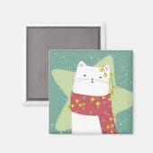 Vrolijk Kerstfeest: Kattenillustratie Magneet (Voorkant / Achterkant)