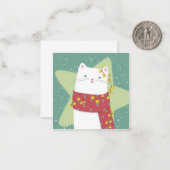 Vrolijk Kerstfeest: Kattenillustratie Notitiekaartje (Voorkant / Achterkant in situ)