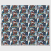 Vrolijk Kerstfeest Kattenskiën Cadeaupapier (Vlak)