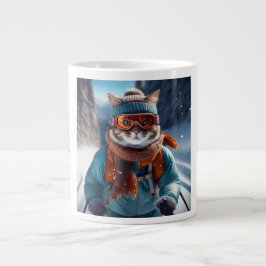 Vrolijk Kerstfeest Kattenskiën Grote Koffiekop