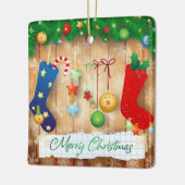 Vrolijk kerstfeest keramisch ornament (Links)