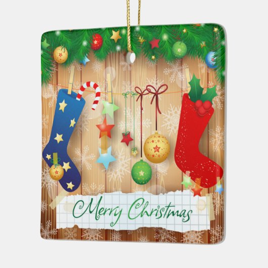 Vrolijk kerstfeest keramisch ornament (Links)