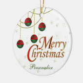 Vrolijk kerstfeest keramisch ornament (Links)