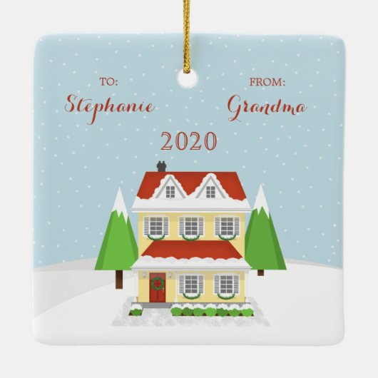 Vrolijk kerstfeest keramisch ornament (Achterkant)