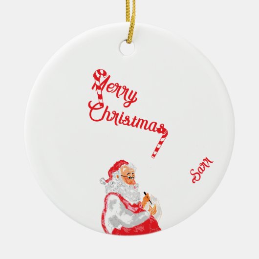 :vrolijk kerstfeest keramisch ornament (Voorkant)