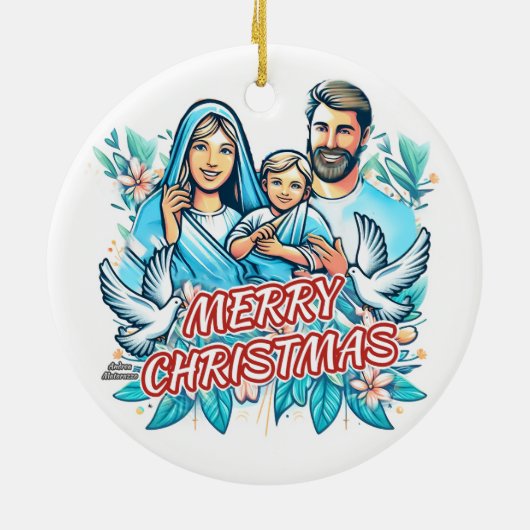 Vrolijk kerstfeest keramisch ornament (Achterkant)