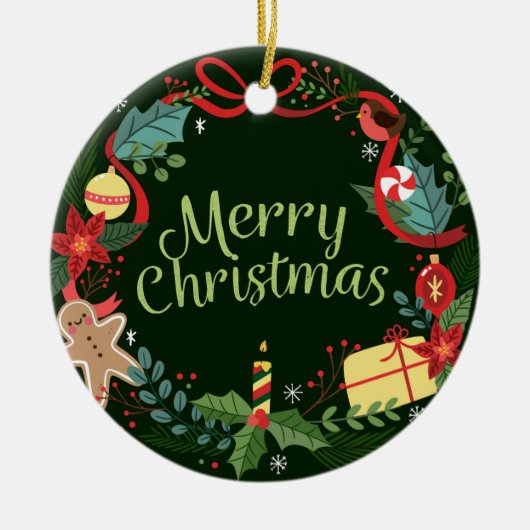 Vrolijk kerstfeest keramisch ornament (Voorkant)