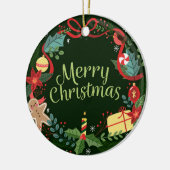 Vrolijk kerstfeest keramisch ornament (Links)