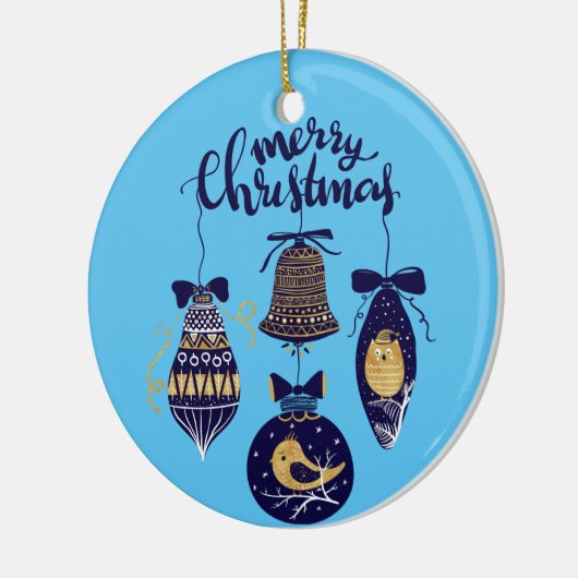 Vrolijk kerstfeest keramisch ornament (Links)